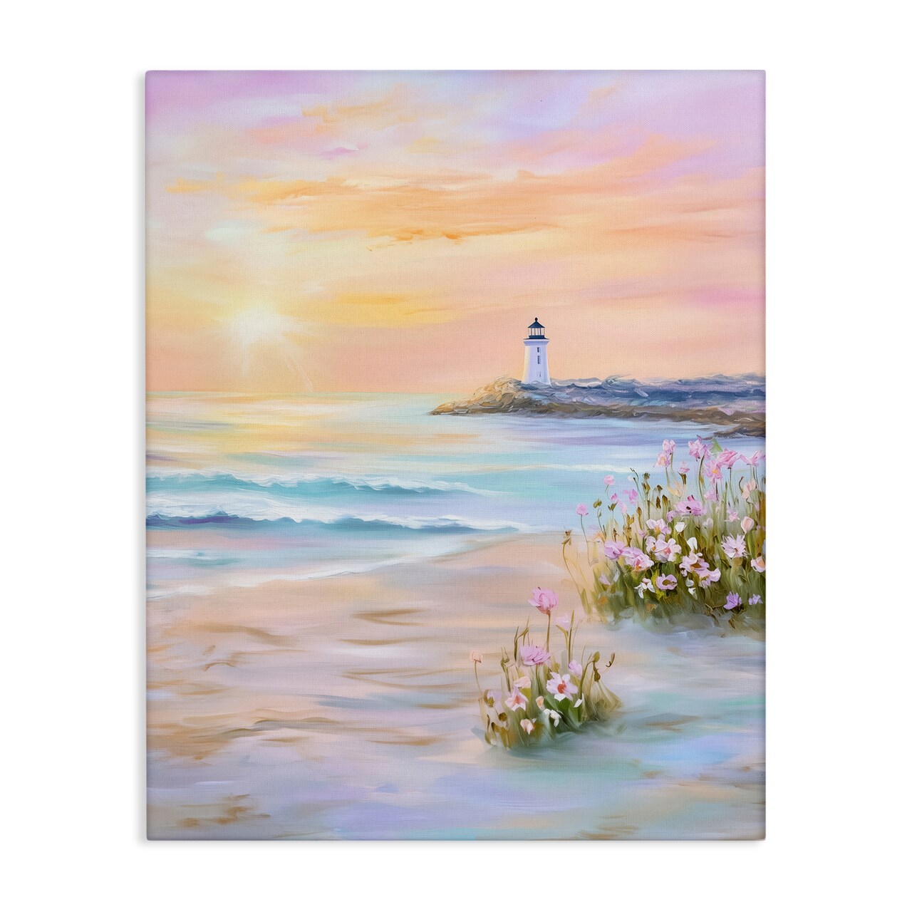 Stupell Industries Warm Sunrise with Distant Lighthouse Canvas Design by Arlington Prints